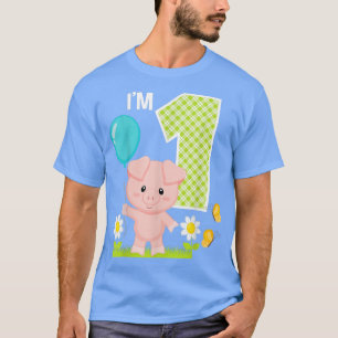 Pig 1st Birthday Girl 1 Year Old Birthday Cute Pig T-Shirt