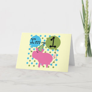 Pig 1st Birthday Tshirts and Gifts Card