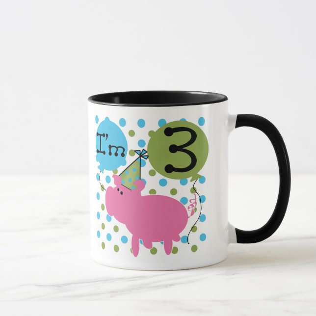 Pig 3rd Birthday Mug (Right)