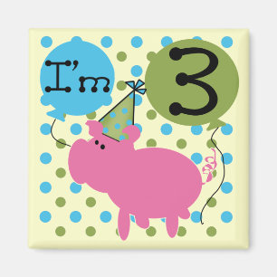 Pig 3rd Birthday Tshirts and Gifts Magnet