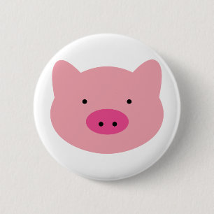 pig 6 cm round badge