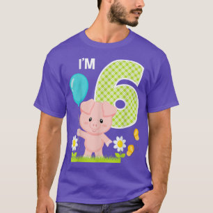 Pig 6th Birthday Toddler 6 Year Old Birthday Boy P T-Shirt