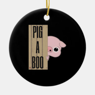 Pig A Boo Fence Ceramic Tree Decoration