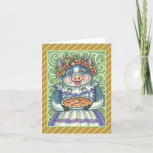 PIG & ACORN PIE, THANKSGIVING MADE WITH LOVE Blank Card