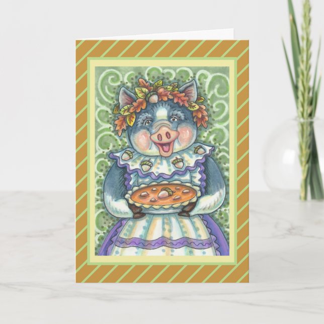 PIG & ACORN PIE, THANKSGIVING MADE WITH LOVE HOLIDAY CARD (Front)