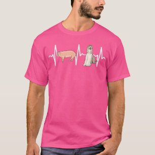 Pig Afghan Hound Heartbeat Dog Lover  T-Shirt