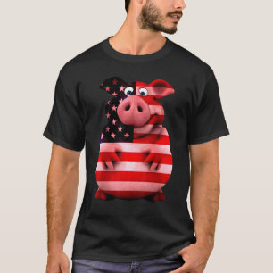 Pig American Flag Pig 4th Of July T-Shirt