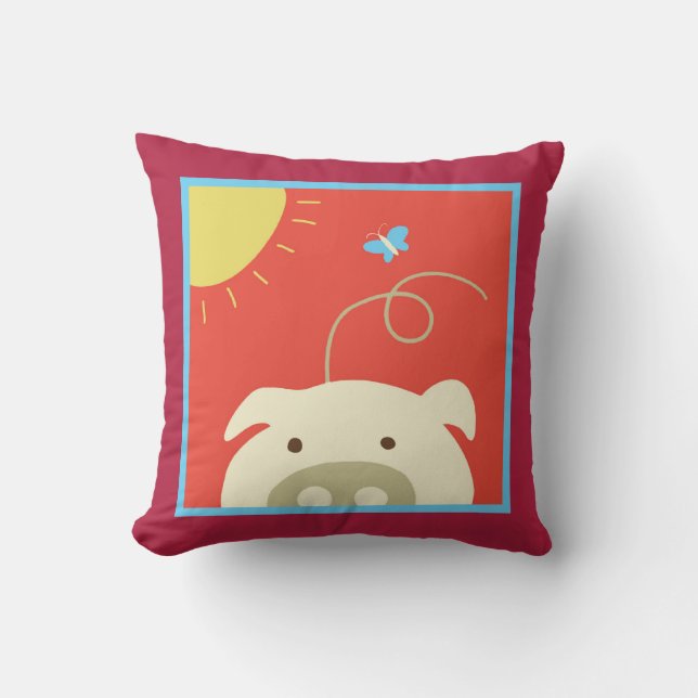 Pig and Butterfly Cushion (Front)