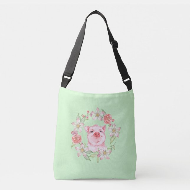 Pig and flowers crossbody bag (Front)