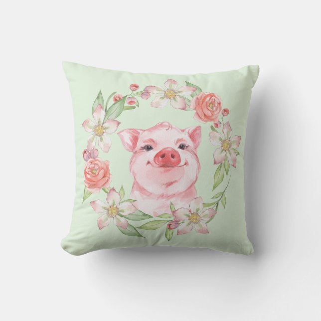 Pig and flowers cushion (Front)
