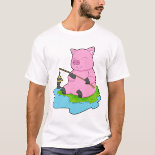 Pig Angler Fish Fishing T-Shirt