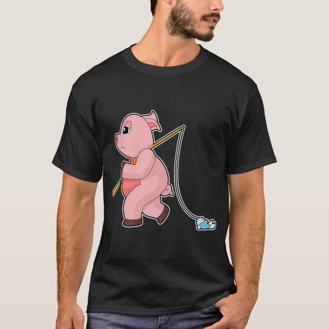 Pig Angler Fish Fishing T-Shirt (Front)