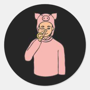 Pig Animal Asl Hand Gesture Deaf Hearing Loss Awar Classic Round Sticker
