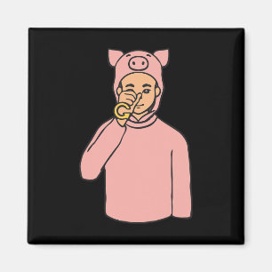 Pig Animal ASL Hand Gesture Deaf Hearing Loss Awar Magnet