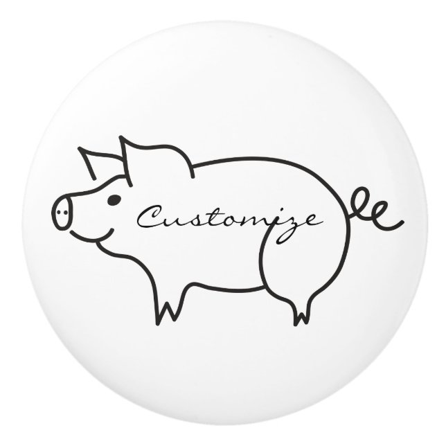 Pig Animal Thunder_Cove Ceramic Knob (Front)