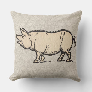 Pig Antique Piggy Cute Vintage Illustration Cushion