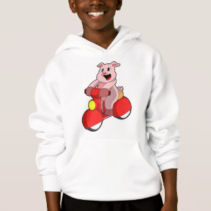 Pig as Biker with Scooter