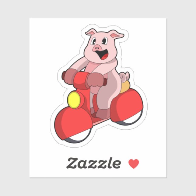 Pig as Biker with Scooter (Sheet)