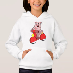 Pig as Biker with Scooter