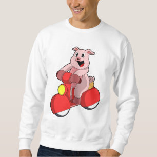 Pig as Biker with Scooter Sweatshirt