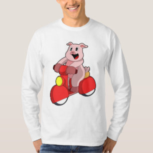 Pig as Biker with Scooter T-Shirt