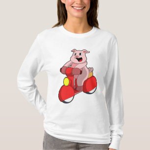 Pig as Biker with Scooter T-Shirt