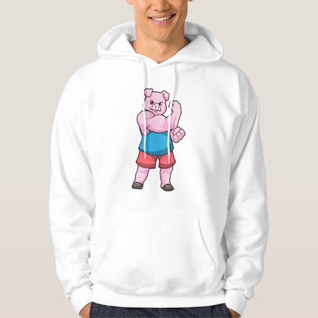 Pig as Bodybuilder with big Upper arm Hoodie (Front)