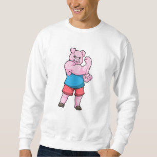 Pig as Bodybuilder with big Upper arm Sweatshirt