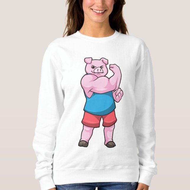 Pig as Bodybuilder with big Upper arm Sweatshirt (Front)