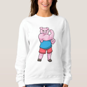 Pig as Bodybuilder with big Upper arm Sweatshirt