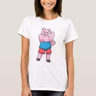 Pig as Bodybuilder with big Upper arm T-Shirt