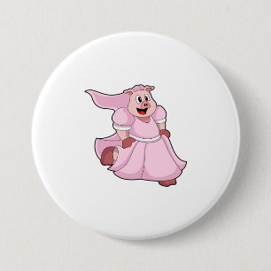 Pig as Bride with Wedding dress 7.5 Cm Round Badge
