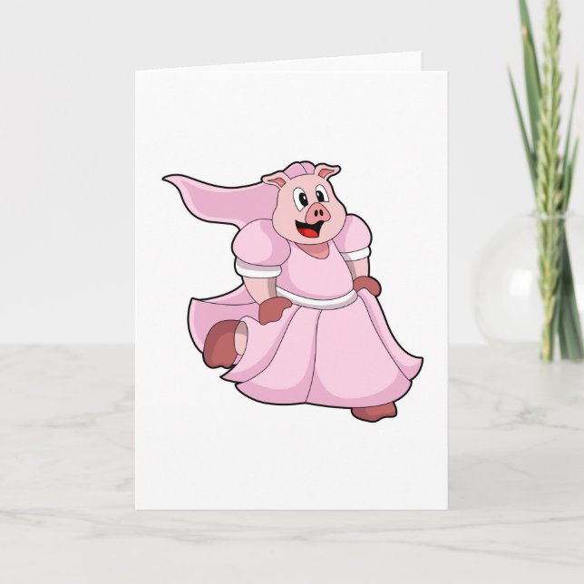Pig as Bride with Wedding dress Card (Front)