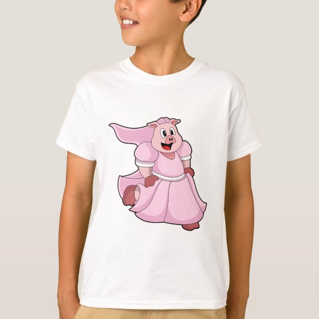 Pig as Bride with Wedding dress T-Shirt (Front)