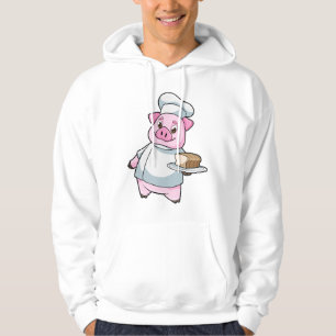 Pig as Chef with Platter & Cake Hoodie