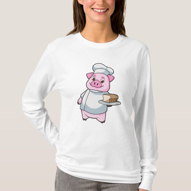 Pig as Chef with Platter & Cake T-Shirt (Front)