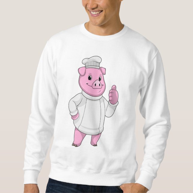 Pig as Cook with Chef hat Sweatshirt (Front)