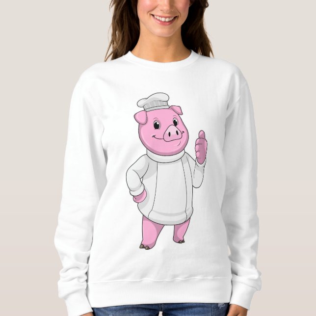 Pig as Cook with Chef hat Sweatshirt (Front)