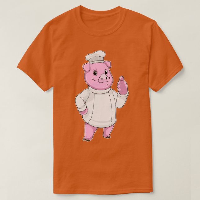 Pig as Cook with Chef hat T-Shirt (Design Front)