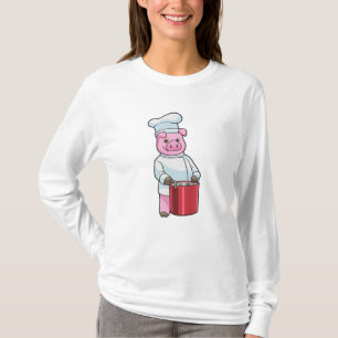 Pig as Cook with Cooking pot T-Shirt