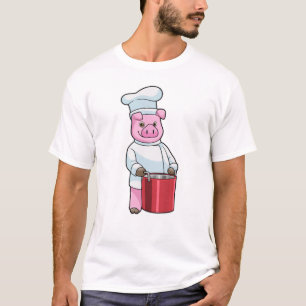 Pig as Cook with Cooking pot T-Shirt