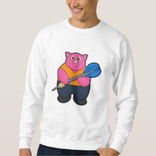 Pig as Dart player with Darts Sweatshirt