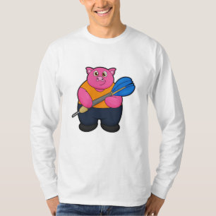 Pig as Dart player with Darts T-Shirt