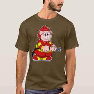 Pig as Firefighter with Fire extinguisher 2 T-Shirt