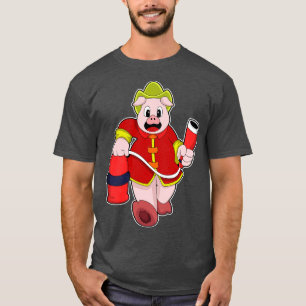 Pig as Firefighter with Fire extinguisher T-Shirt
