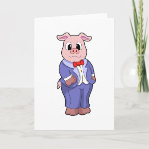 Pig as Groom with Suit Card