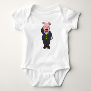 Pig as Groom with Suit & Tie Baby Bodysuit