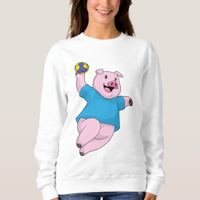 Pig as Handball player with Handball Sweatshirt (Front)
