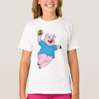 Pig as Handball player with Handball
