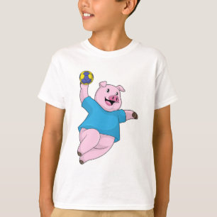 Pig as Handball player with Handball T-Shirt